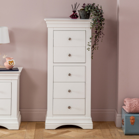 Wilmslow White Painted 5 Drawer Tallboy Wellington Chest of Drawers
