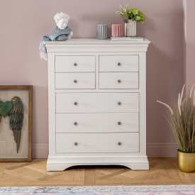 Wilmslow White Painted Tall 4 over 3 Drawer Chest of Drawers