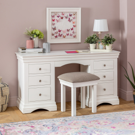 Wilmslow White Double Pedestal Dressing Table Set with Stool