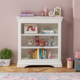 Wilmslow White Painted Small Low Compact Adjustable 2 Shelf Bookcase