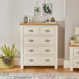 Cotswold Cream Painted 2 Over 3 Drawer Chest of Drawers