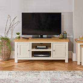 Cotswold Cream Painted Large Widescreen TV Unit - Up to 60