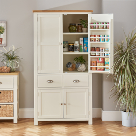 Cotswold Cream Painted Double Kitchen Larder Pantry Cupboard