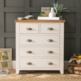 Cheshire Cream Painted 2 over 3 Drawer Chest of Drawers