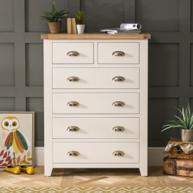 Cheshire Cream Painted Tall 2 over 4 Drawer Chest of Drawers