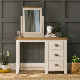 Cheshire Cream Pedestal Dressing Table with Mirror set