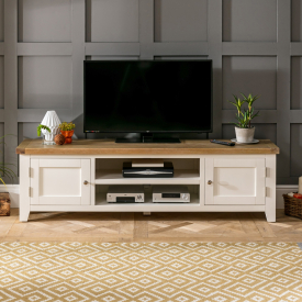 Cheshire Cream Painted Large Widescreen TV Unit - Up to 80