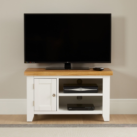Cottage White Painted Small TV Unit - Up to 42 Widescreen Size