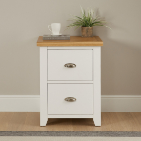 Cottage White Painted Two Drawer Storage Chest Cabinet
