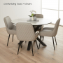 Starburst 120cm Round White Ceramic Dining Table with Black Legs – 4 Seater