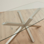 Starburst 220cm Glass Dining Table with Satin Legs – 8 Seater