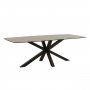 Starburst 220cm Grey Ceramic Dining Table with Black Legs – 8 Seater