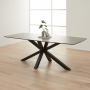 Starburst 220cm Grey Ceramic Dining Table with Black Legs – 8 Seater