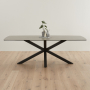 Starburst 220cm Grey Ceramic Dining Table with Black Legs – 8 Seater
