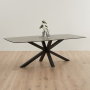 Starburst 220cm Grey Ceramic Dining Table with Black Legs – 8 Seater
