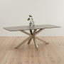 Starburst 220cm Grey Ceramic Dining Table with Satin Legs – 8 Seater