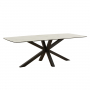 Starburst 220cm White Ceramic Dining Table with Black Legs – 8 Seater