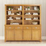 Cheshire Oak Extra Large 4 Door Sideboard with Grand Bookcase Dresser Top