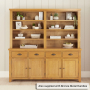 Cheshire Oak Extra Large 4 Door Sideboard with Grand Bookcase Dresser Top