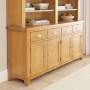 Cheshire Oak Extra Large 4 Door Sideboard with Grand Bookcase Dresser Top