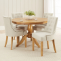 Cheshire Oak 1.2m Round Dining Table and 4 Linen Fabric Dining Chair Set