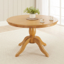 Cheshire Oak 1.2m Round Dining Table and 4 Linen Fabric Dining Chair Set