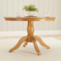 Cheshire Oak 1.2m Round Dining Table and 4 Linen Fabric Dining Chair Set