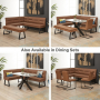 Bronx Industrial Corner Dining Bench and 3 Chairs Set – Tan Brown Faux Leather