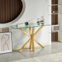Star Glass Console Hall Table with Gold Legs