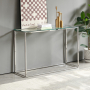 Monza Glass Console Hall Table with Chrome Stainless Steel Frame