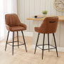 Cooper Vintage Tan Brown Faux Leather Kitchen Counter Bar Stool