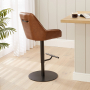 Cooper Vintage Tan Brown Faux Leather Adjustable Height Bar Stool