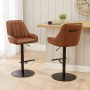 Cooper Vintage Tan Brown Faux Leather Adjustable Height Bar Stool