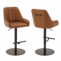 Cooper Vintage Tan Brown Faux Leather Adjustable Height Bar Stool