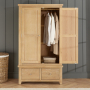 Cheshire Whitewash Oak Double 2 Door Wardrobe with 2 Drawers