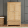 Cheshire Whitewash Oak Double 2 Door Wardrobe with 2 Drawers