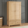 Cheshire Whitewash Oak Double 2 Door Wardrobe with 2 Drawers