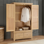 Cheshire Whitewash Oak Double 2 Door Wardrobe with 2 Drawers