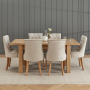 Cheshire Whitewash Oak Extending Dining Table & 6 Natural Fabric Scoop Dining Chair Set