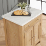 Cheshire Whitewash Oak Small Kitchen Island with White Carrara Marble Top