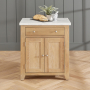 Cheshire Whitewash Oak Small Kitchen Island with White Carrara Marble Top