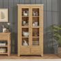 Cheshire Whitewash Oak Glazed Tall Display Cabinet Unit