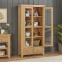 Cheshire Whitewash Oak Glazed Tall Display Cabinet Unit