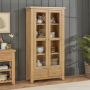 Cheshire Whitewash Oak Glazed Tall Display Cabinet Unit