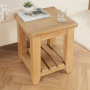 Cheshire Whitewash Oak Side Lamp Table with Slatted Shelf