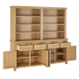 Cheshire Whitewash Oak Extra Large 4 Door Sideboard with Bookcase Dresser Top
