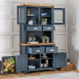 Westbury Blue Painted 2 Door Glazed Dresser Sideboard