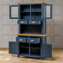 Westbury Blue Painted 2 Door Glazed Dresser Sideboard