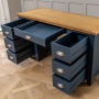Westbury Blue Painted Twin Pedestal Dressing Table Set with Mirror 