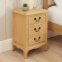French Chateau Oak 3 Drawer Bedside Table